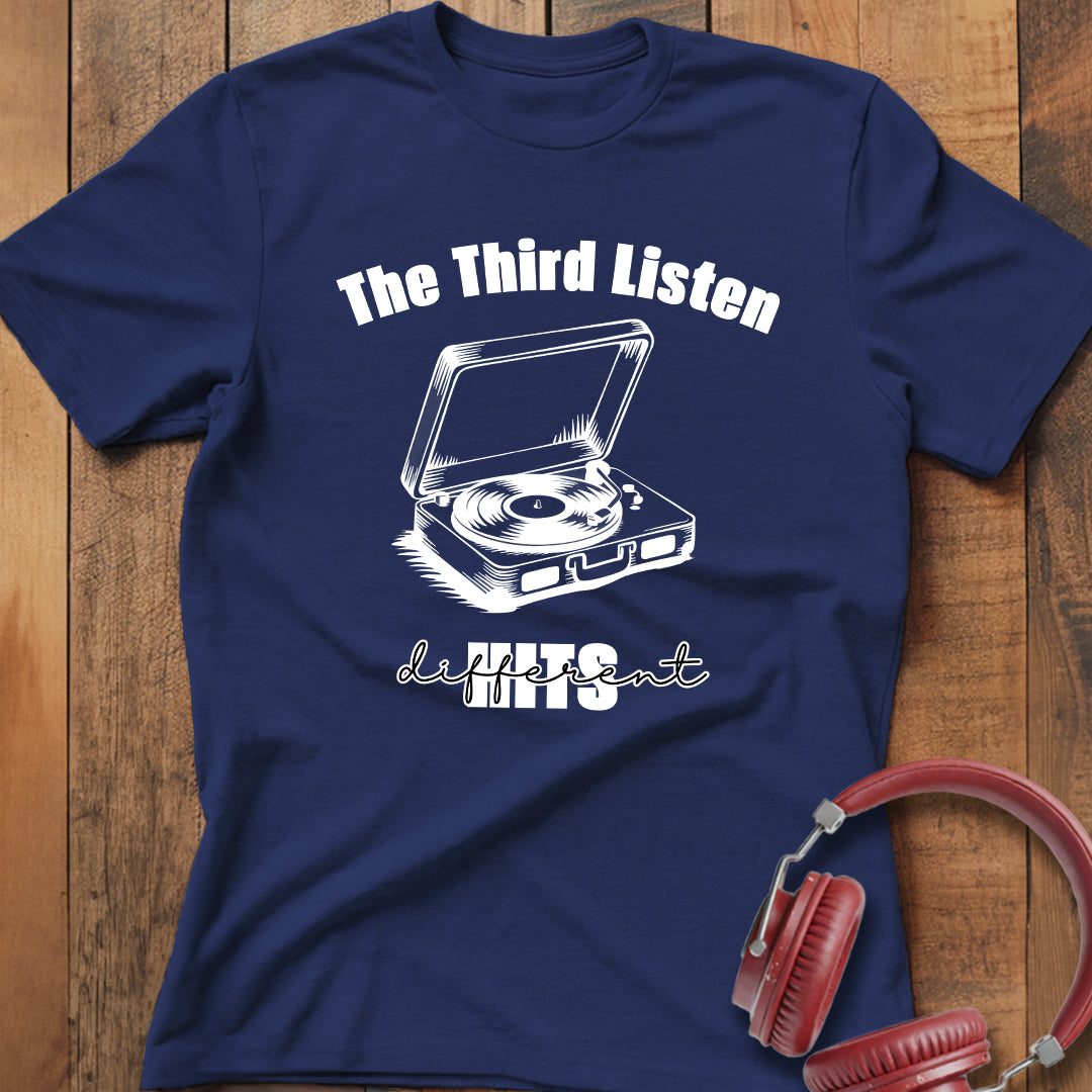 Third Listen Hits Different B&W T-Shirt