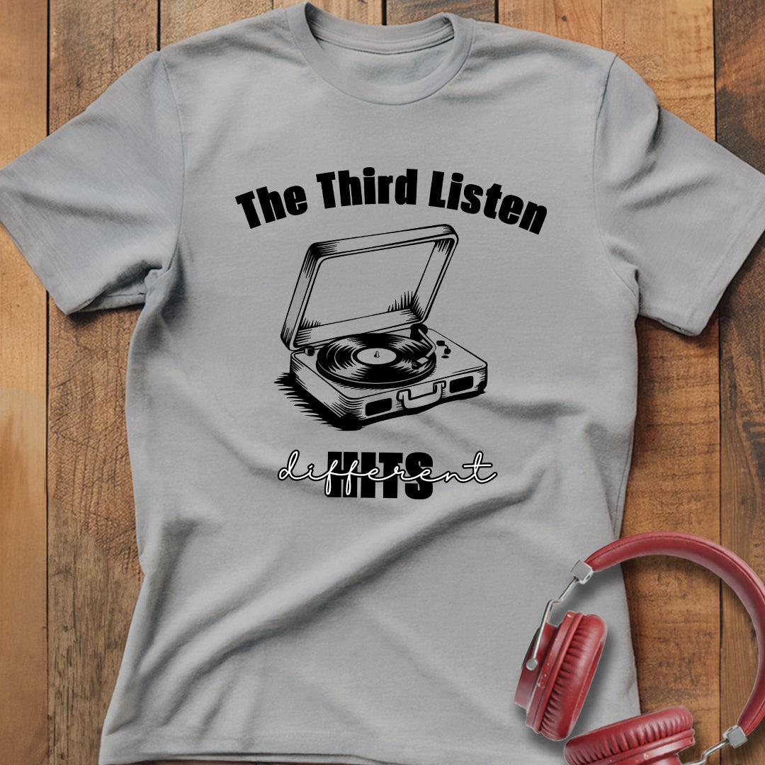 Third Listen Hits Different B&W T-Shirt
