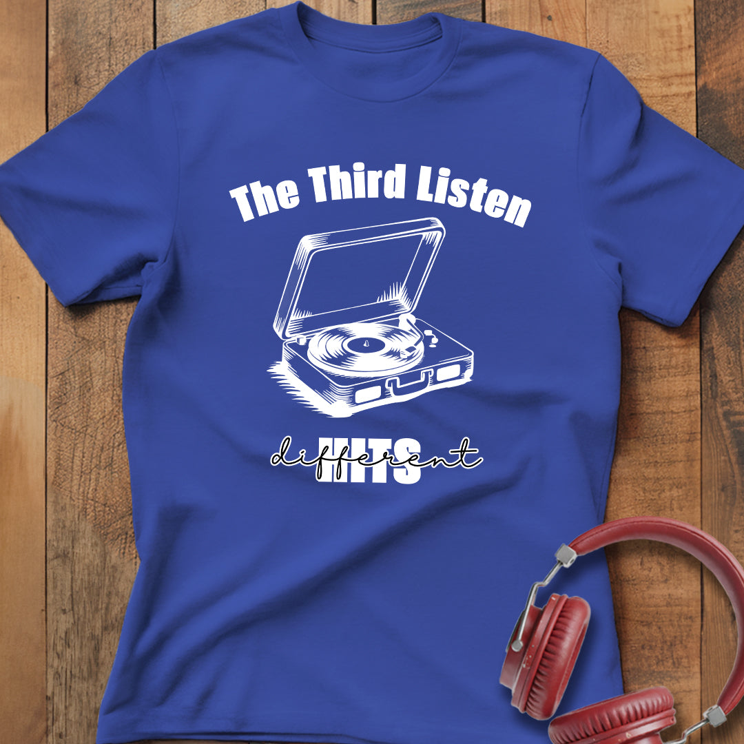 Third Listen Hits Different B&W T-Shirt